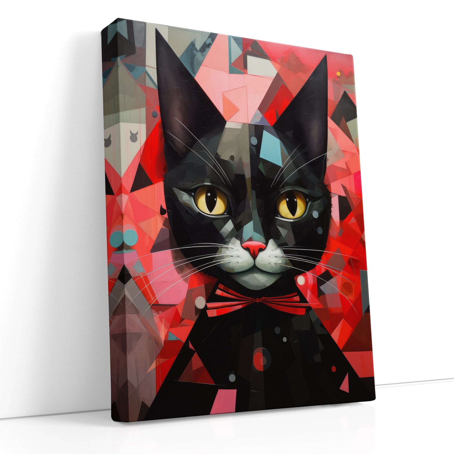 Kaleidoscopic Abstract Black Cat - Canvas Print - Artoholica Ready to Hang Canvas Print