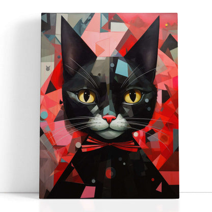 Kaleidoscopic Abstract Black Cat - Canvas Print - Artoholica Ready to Hang Canvas Print