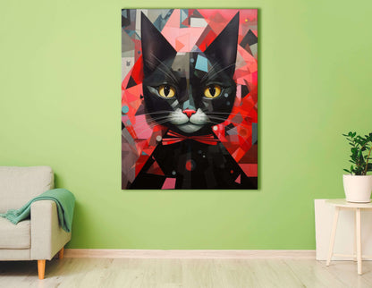 Kaleidoscopic Abstract Black Cat - Canvas Print - Artoholica Ready to Hang Canvas Print