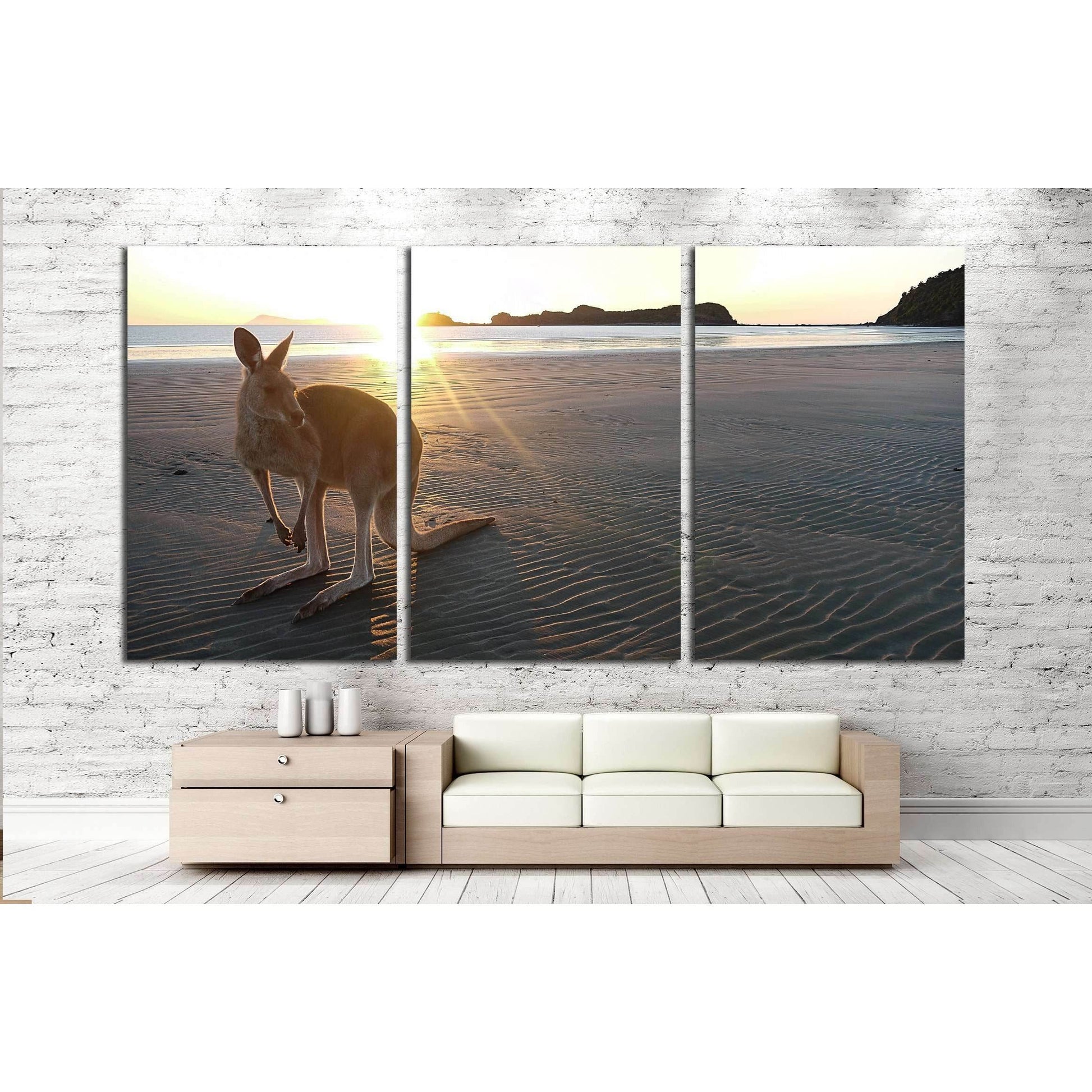 Kangaroo on a beach at Cape Hillsborough in Queensland, Australia №2375 Ready to Hang Canvas PrintCanvas art arrives ready to hang, with hanging accessories included and no additional framing required. Every canvas print is hand-crafted, made on-demand at