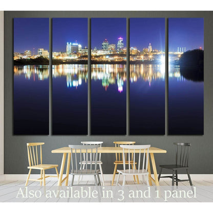 Kansas City over the Missouri River with reflections on the water №1776 Ready to Hang Canvas PrintCanvas art arrives ready to hang, with hanging accessories included and no additional framing required. Every canvas print is hand-crafted, made on-demand at