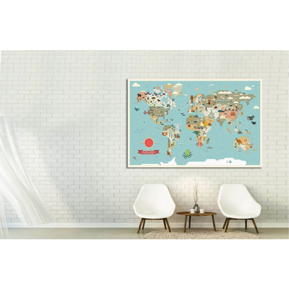 Kids world map №31 Ready to Hang Canvas PrintCanvas art arrives ready to hang, with hanging accessories included and no additional framing required. Every canvas print is hand-crafted, made on-demand at our workshop and expertly stretched around 100% Nort