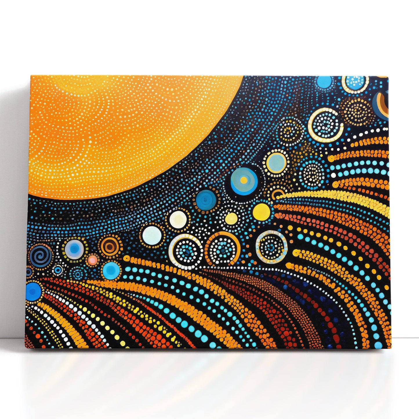 Kinetic Patterns in Aboriginal Dot Art of Sun - Canvas Print - Artoholica Ready to Hang Canvas Print