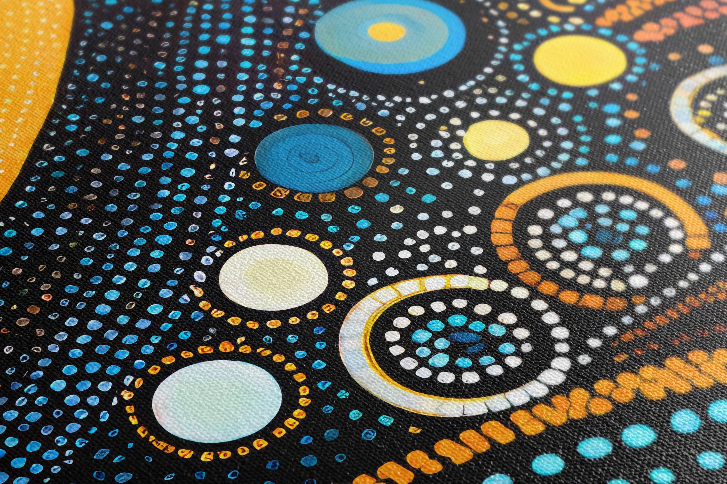 Kinetic Patterns in Aboriginal Dot Art of Sun - Canvas Print - Artoholica Ready to Hang Canvas Print