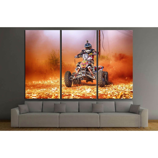 KOSTER, SOUTH AFRICA. Bike kicking up trail of dust on sand track during rally race. №2485 Ready to Hang Canvas PrintCanvas art arrives ready to hang, with hanging accessories included and no additional framing required. Every canvas print is hand-crafted