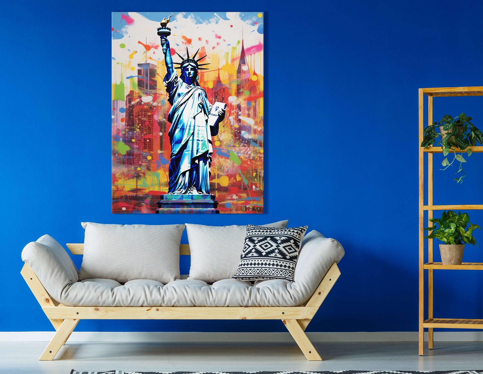 Lady Liberty's Colorful Embrace in Vibrant New York - Canvas Print - Artoholica Ready to Hang Canvas Print