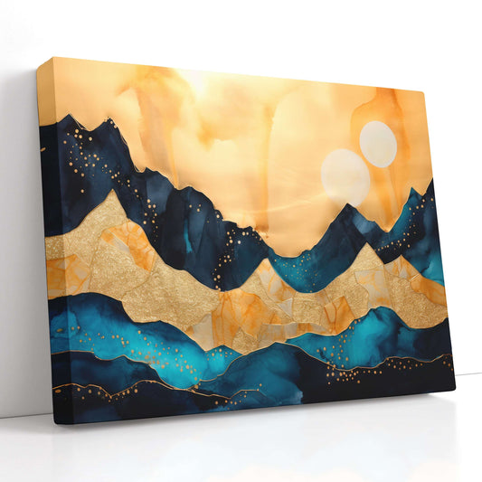 Landscape with Blue and Gold Mountains - Canvas Print - Artoholica Ready to Hang Canvas Print