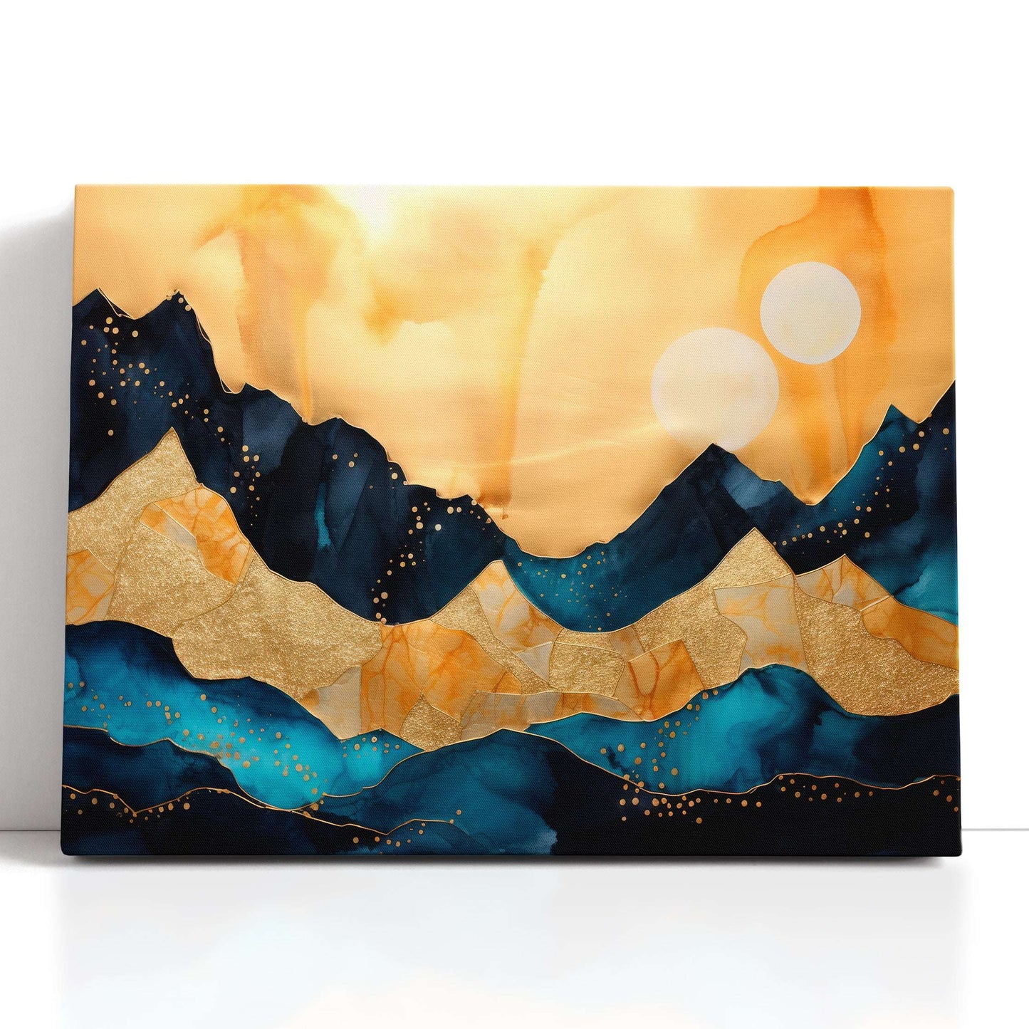 Landscape with Blue and Gold Mountains - Canvas Print - Artoholica Ready to Hang Canvas Print