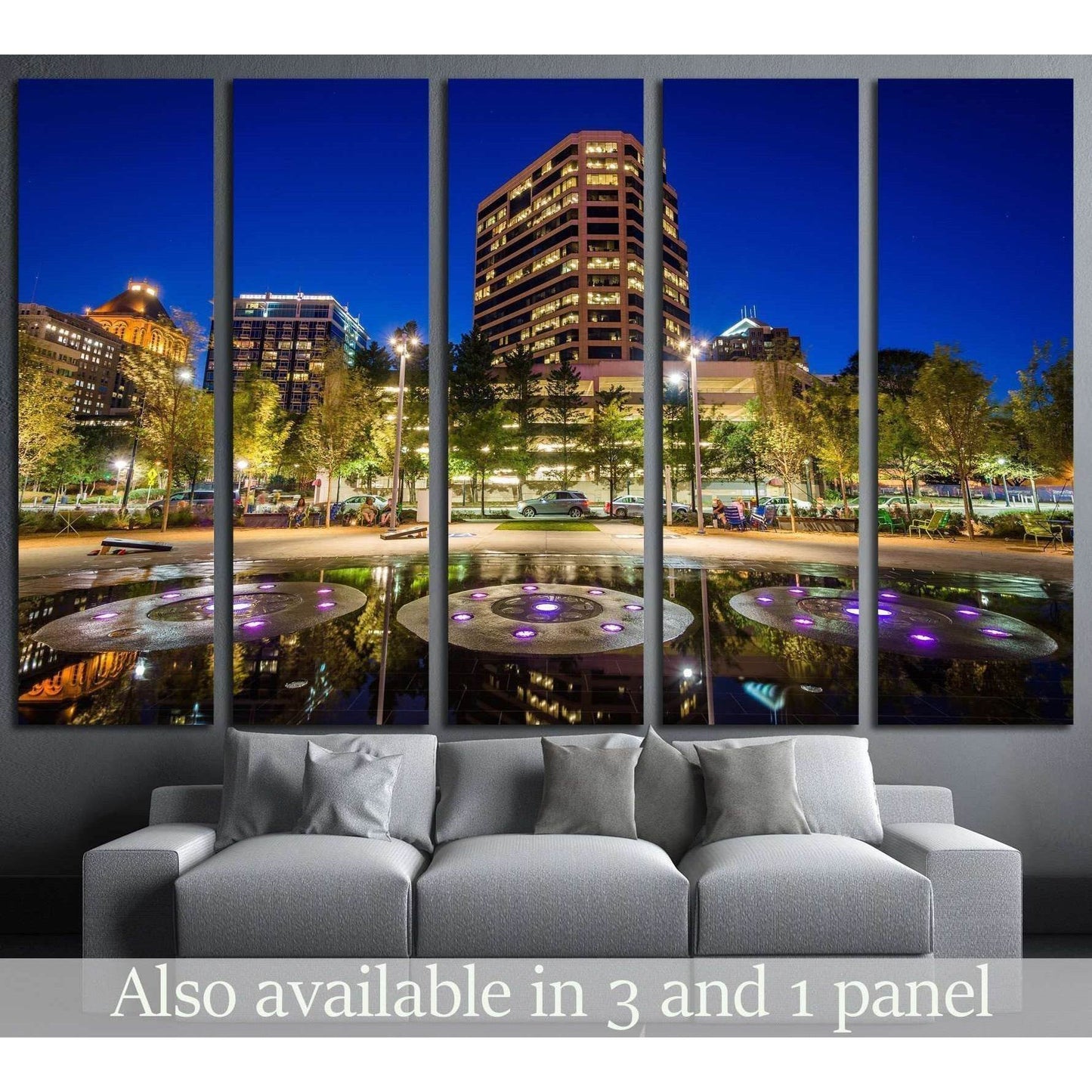 Lebauer Park at night, in downtown Greensboro, North Carolina №1746 Ready to Hang Canvas PrintCanvas art arrives ready to hang, with hanging accessories included and no additional framing required. Every canvas print is hand-crafted, made on-demand at our