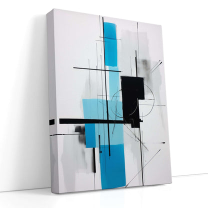 Light Azure & Black Minimalist Abstract Lines - Canvas Print - Artoholica Ready to Hang Canvas Print