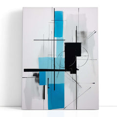 Light Azure & Black Minimalist Abstract Lines - Canvas Print - Artoholica Ready to Hang Canvas Print