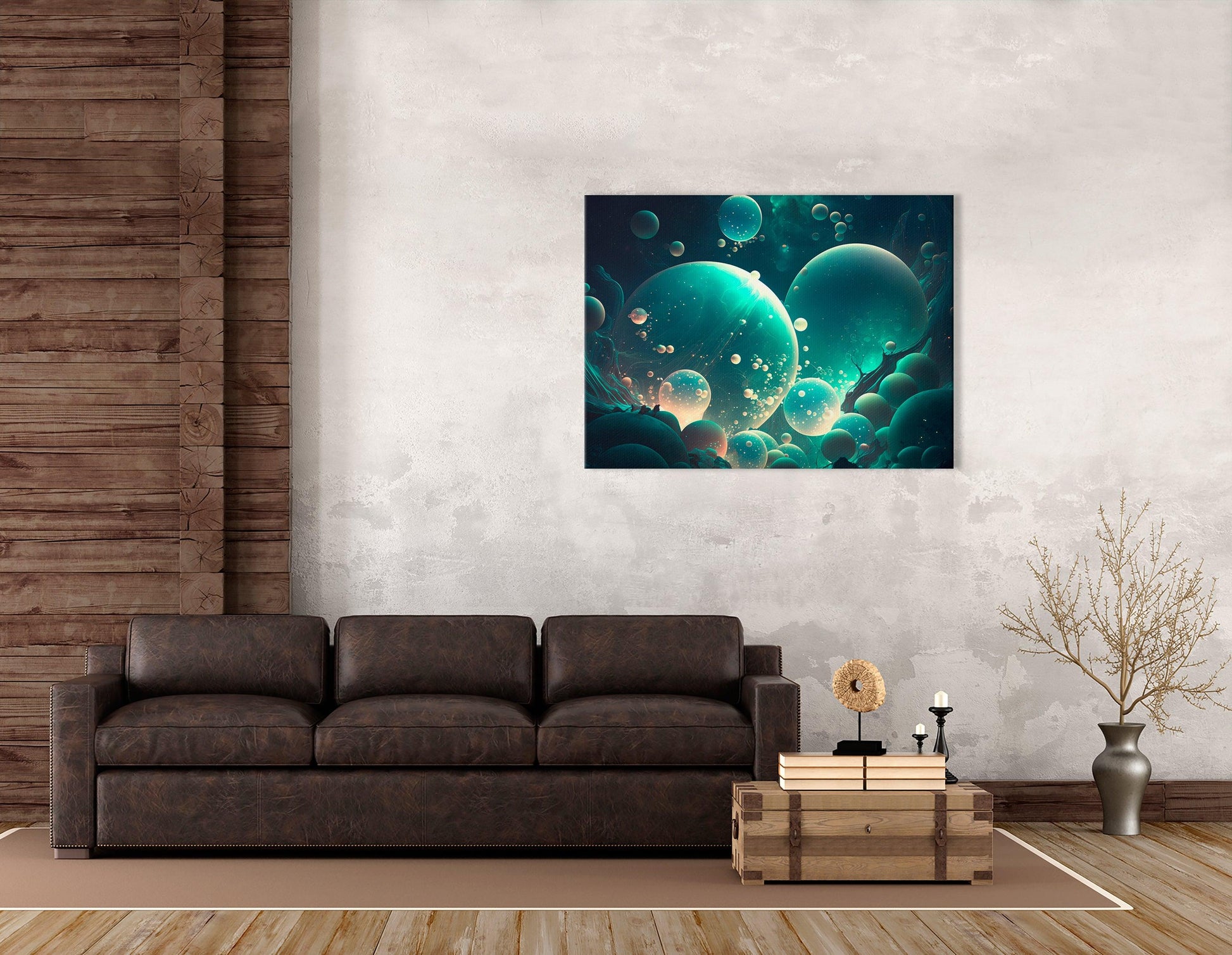 Light Cyan Futuristic Glowing Orbs - Canvas Print - Artoholica Ready to Hang Canvas Print