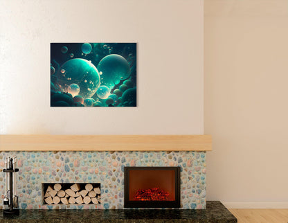 Light Cyan Futuristic Glowing Orbs - Canvas Print - Artoholica Ready to Hang Canvas Print