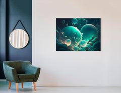 Light Cyan Futuristic Glowing Orbs - Canvas Print - Artoholica Ready to Hang Canvas Print