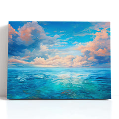 Light Pink Clouds over Sparkling Ocean - Canvas Print - Artoholica Ready to Hang Canvas Print