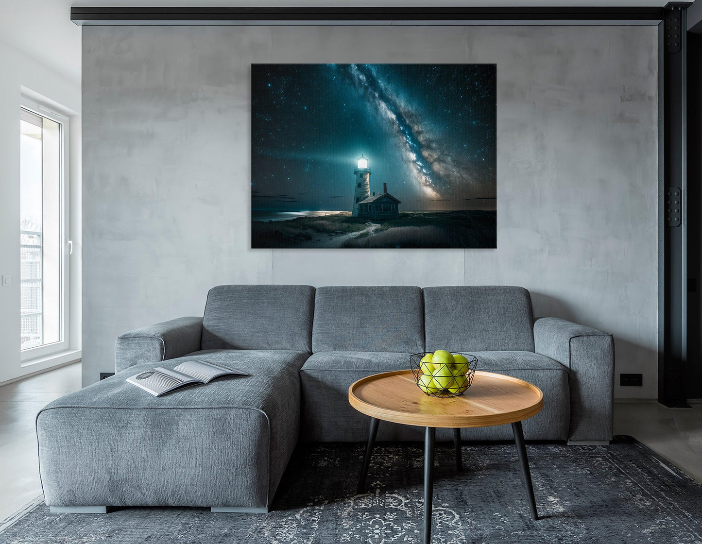 Lighthouse on the Coast under the Starry Sky - Canvas Print - Artoholica Ready to Hang Canvas Print