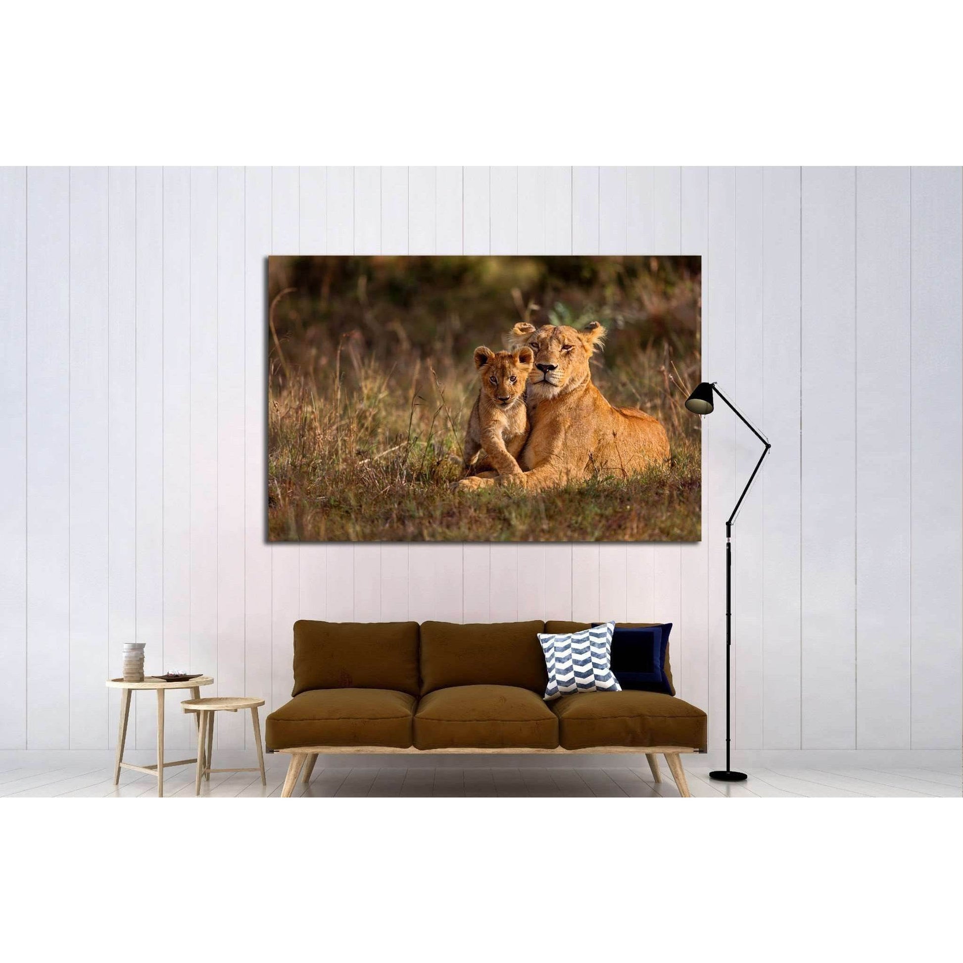 Lion mother of Notches Rongai Pride with cub in Masai Mara, Kenya №1850 Ready to Hang Canvas PrintCanvas art arrives ready to hang, with hanging accessories included and no additional framing required. Every canvas print is hand-crafted, made on-demand at