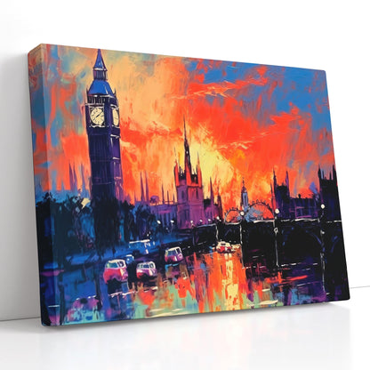 London Skyline with Big Ben at Sunset - Canvas Print - Artoholica Ready to Hang Canvas Print