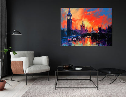 London Skyline with Big Ben at Sunset - Canvas Print - Artoholica Ready to Hang Canvas Print