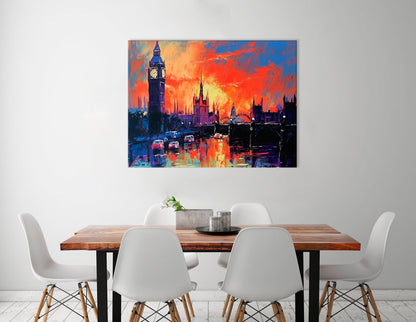 London Skyline with Big Ben at Sunset - Canvas Print - Artoholica Ready to Hang Canvas Print