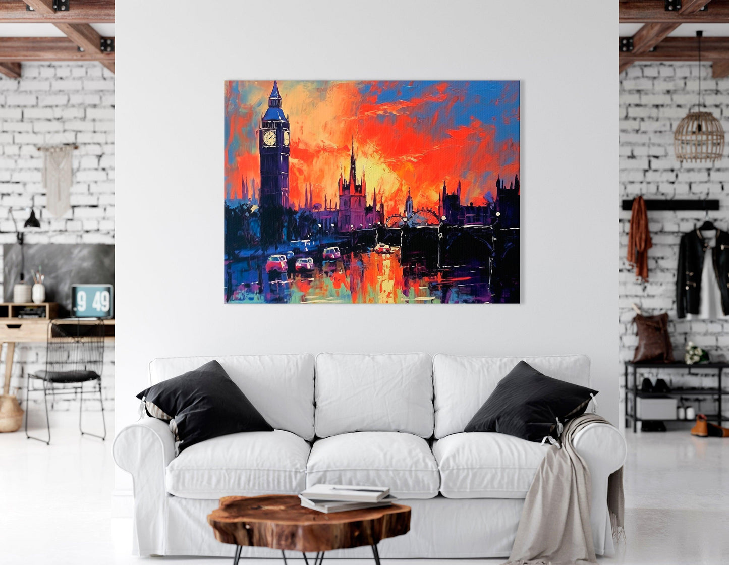 London Skyline with Big Ben at Sunset - Canvas Print - Artoholica Ready to Hang Canvas Print