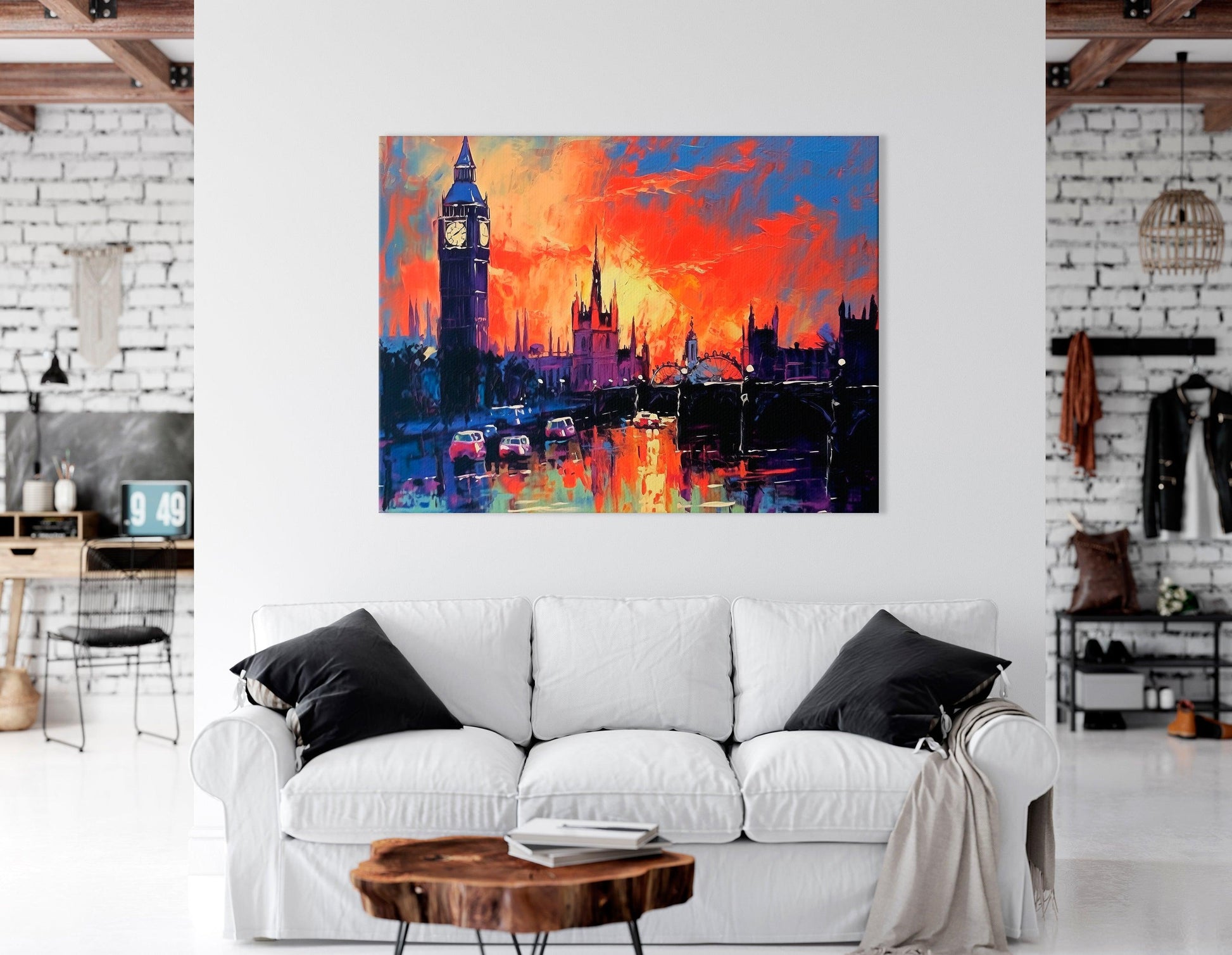 London Skyline with Big Ben at Sunset - Canvas Print - Artoholica Ready to Hang Canvas Print