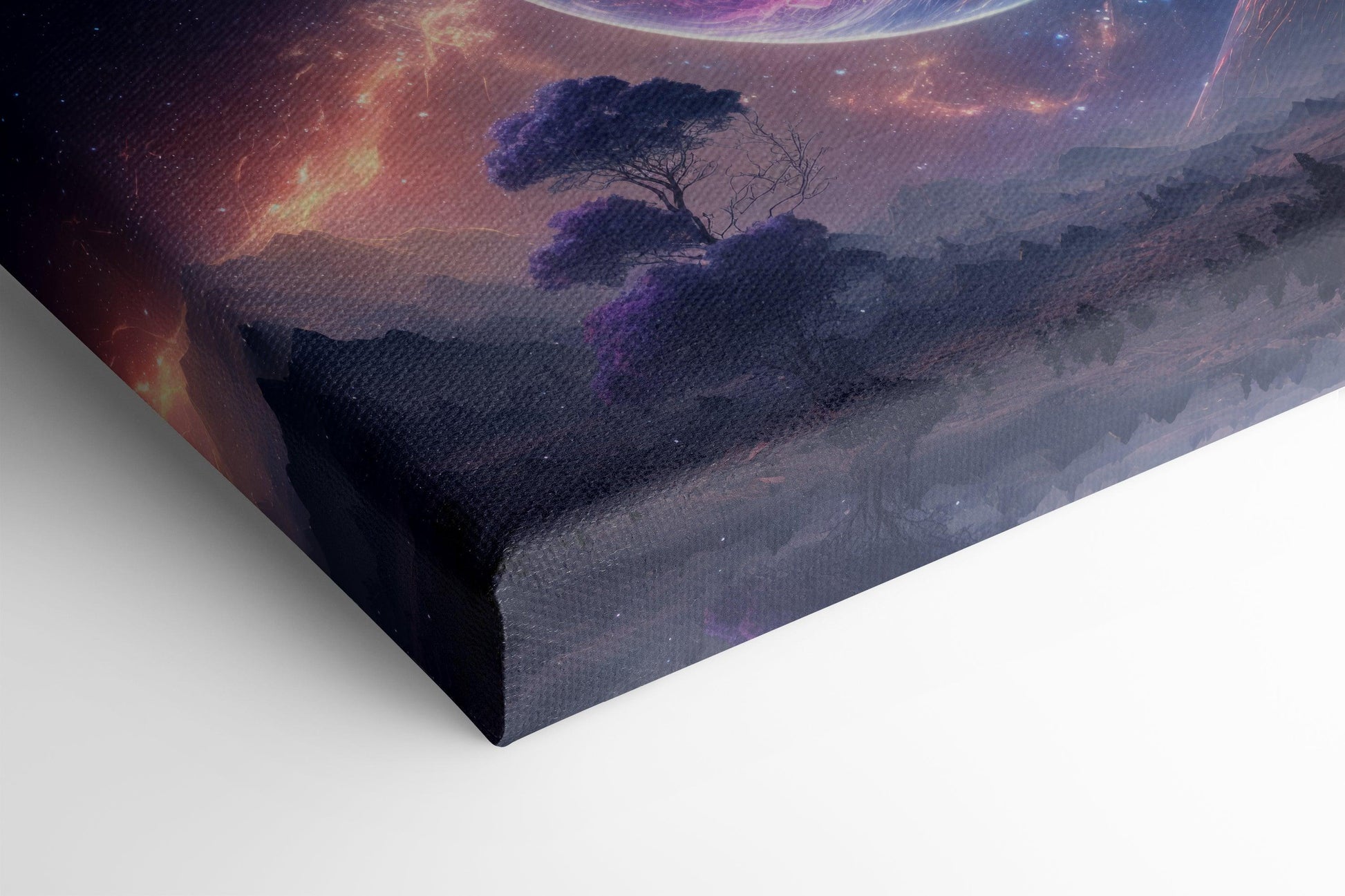 Lone Tree in Purple and Blue Space Landscape - Canvas Print - Artoholica Ready to Hang Canvas Print