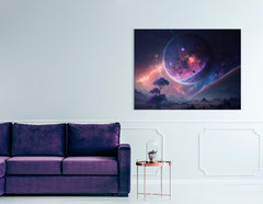 Lone Tree in Purple and Blue Space Landscape - Canvas Print - Artoholica Ready to Hang Canvas Print