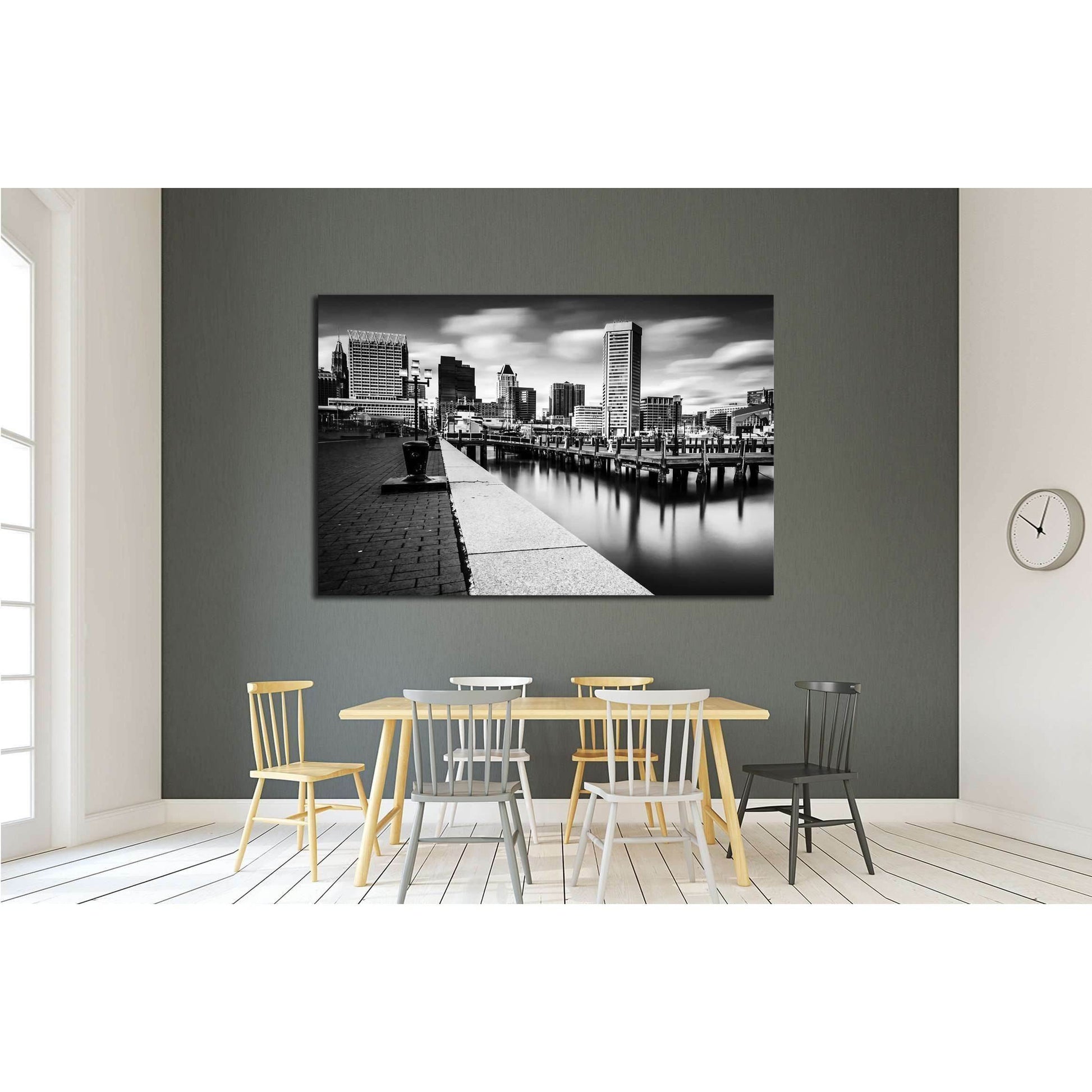 Long exposure of the Baltimore Skyline and Inner Harbor Promenade, Baltimore, Maryland №2177 Ready to Hang Canvas PrintCanvas art arrives ready to hang, with hanging accessories included and no additional framing required. Every canvas print is hand-craft