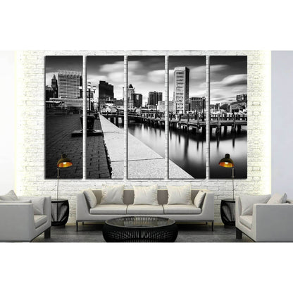 Long exposure of the Baltimore Skyline and Inner Harbor Promenade, Baltimore, Maryland №2177 Ready to Hang Canvas PrintCanvas art arrives ready to hang, with hanging accessories included and no additional framing required. Every canvas print is hand-craft