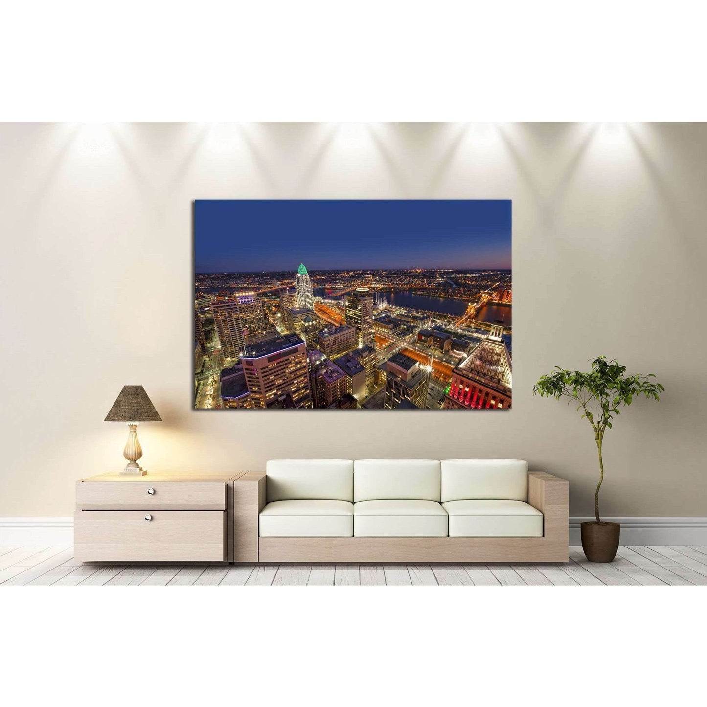 Looking south east at the beautiful skyline of downtown Cincinnati №1719 Ready to Hang Canvas PrintCanvas art arrives ready to hang, with hanging accessories included and no additional framing required. Every canvas print is hand-crafted, made on-demand a