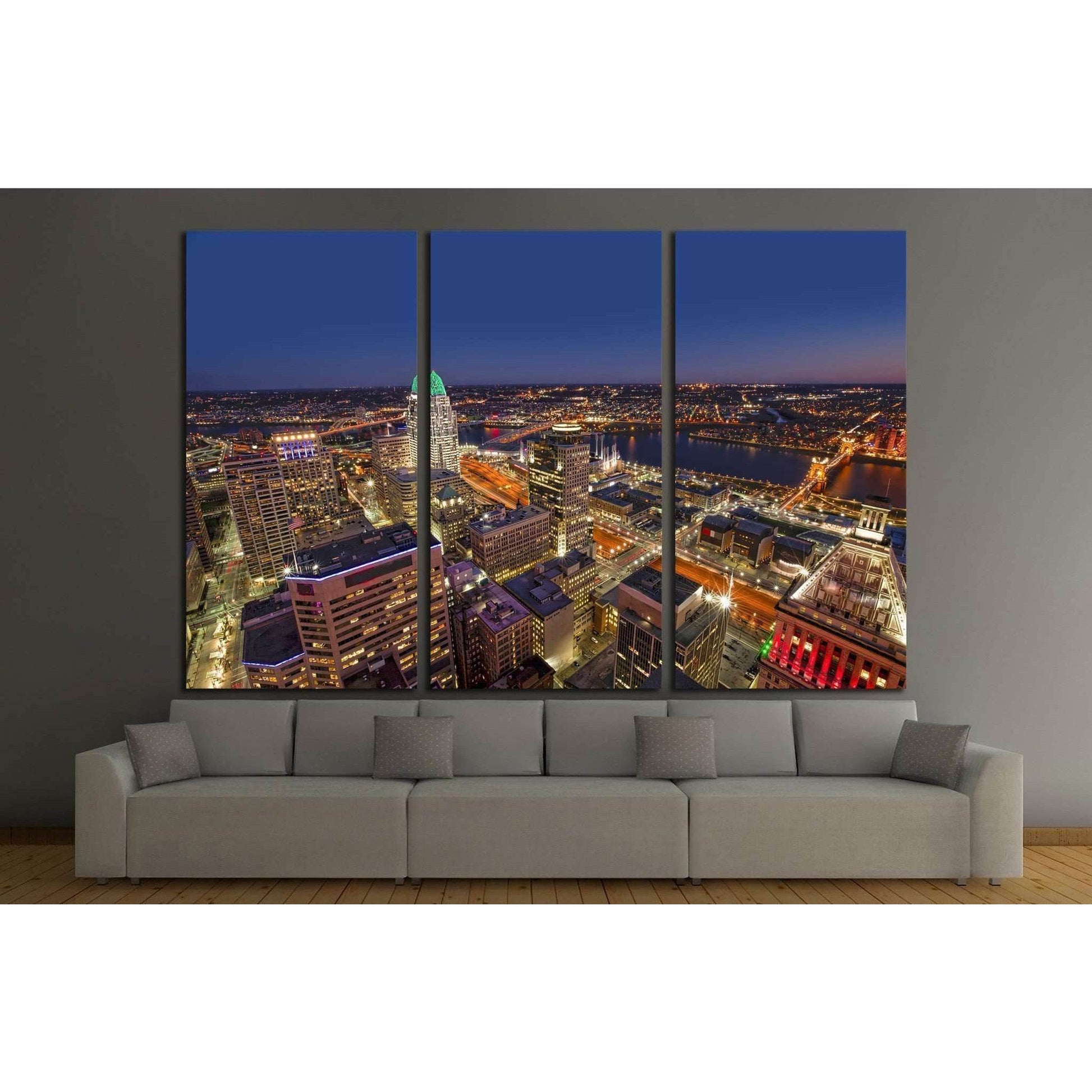 Looking south east at the beautiful skyline of downtown Cincinnati №1719 Ready to Hang Canvas PrintCanvas art arrives ready to hang, with hanging accessories included and no additional framing required. Every canvas print is hand-crafted, made on-demand a