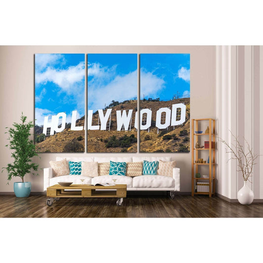 LOS ANGELES, CALIFORNIA,Hollywood sign under a blue sky with clouds №2110 Ready to Hang Canvas PrintCanvas art arrives ready to hang, with hanging accessories included and no additional framing required. Every canvas print is hand-crafted, made on-demand