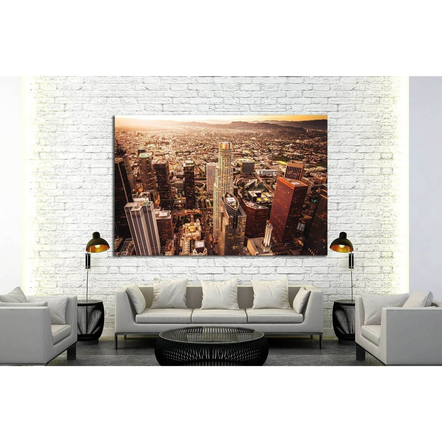 Los Angeles skyline aerial view №1947 Ready to Hang Canvas PrintCanvas art arrives ready to hang, with hanging accessories included and no additional framing required. Every canvas print is hand-crafted, made on-demand at our workshop and expertly stretch