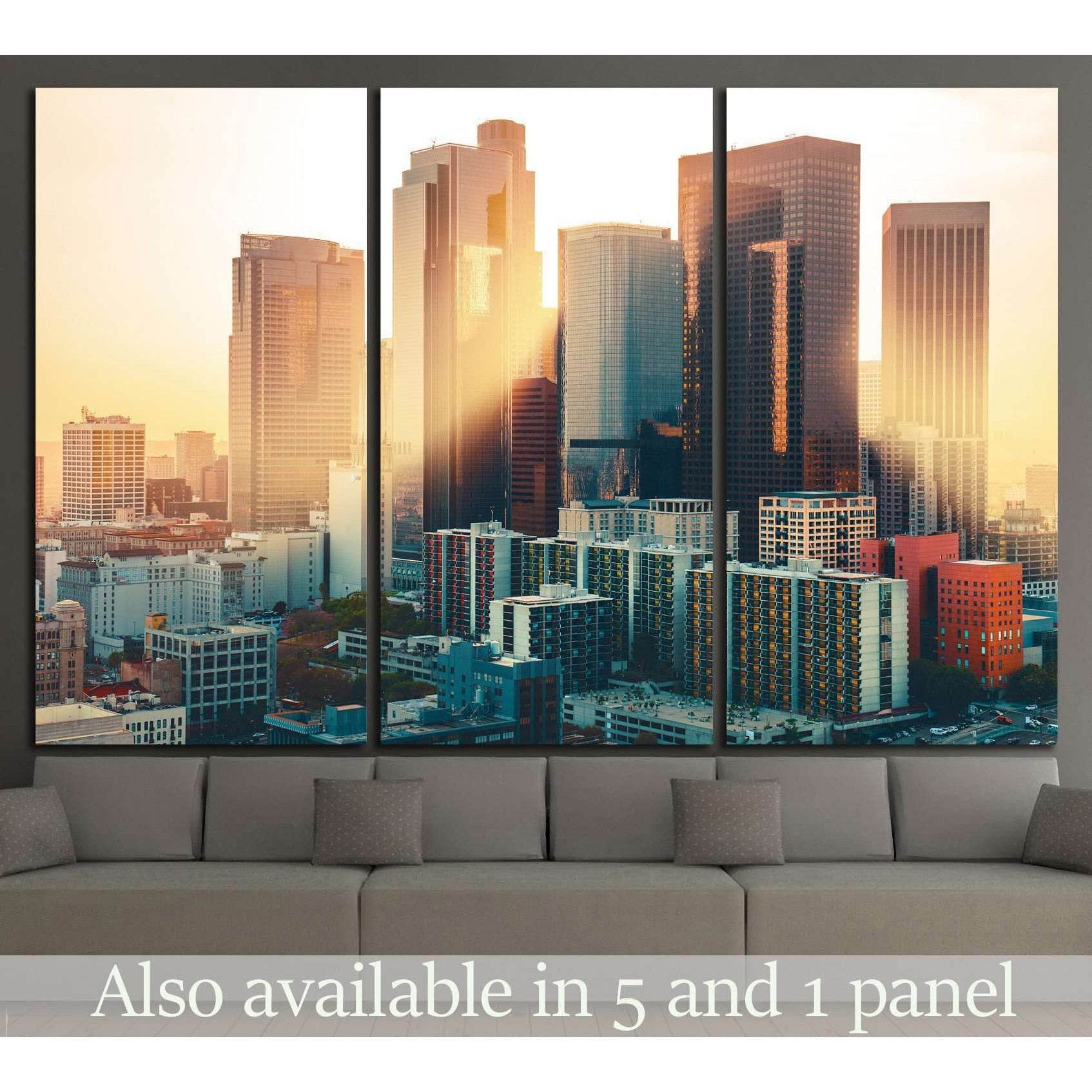 Los Angeles skyline at sunset №886 Ready to Hang Canvas PrintCanvas art arrives ready to hang, with hanging accessories included and no additional framing required. Every canvas print is hand-crafted, made on-demand at our workshop and expertly stretched