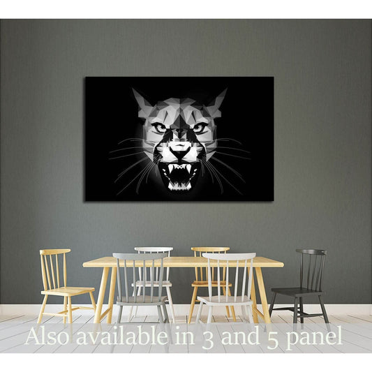 Low Poly aggressive Puma - black and white portrait - design illustration №2354 Ready to Hang Canvas PrintCanvas art arrives ready to hang, with hanging accessories included and no additional framing required. Every canvas print is hand-crafted, made on-d