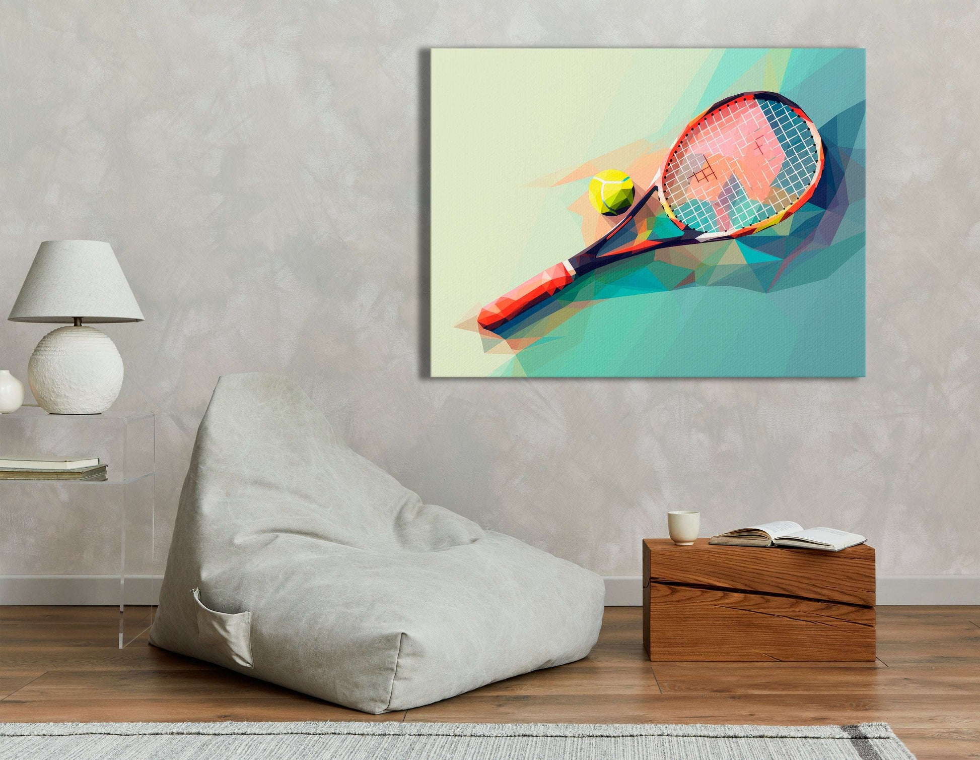 Low Poly Tennis Racket - Canvas Print - Artoholica Ready to Hang Canvas Print