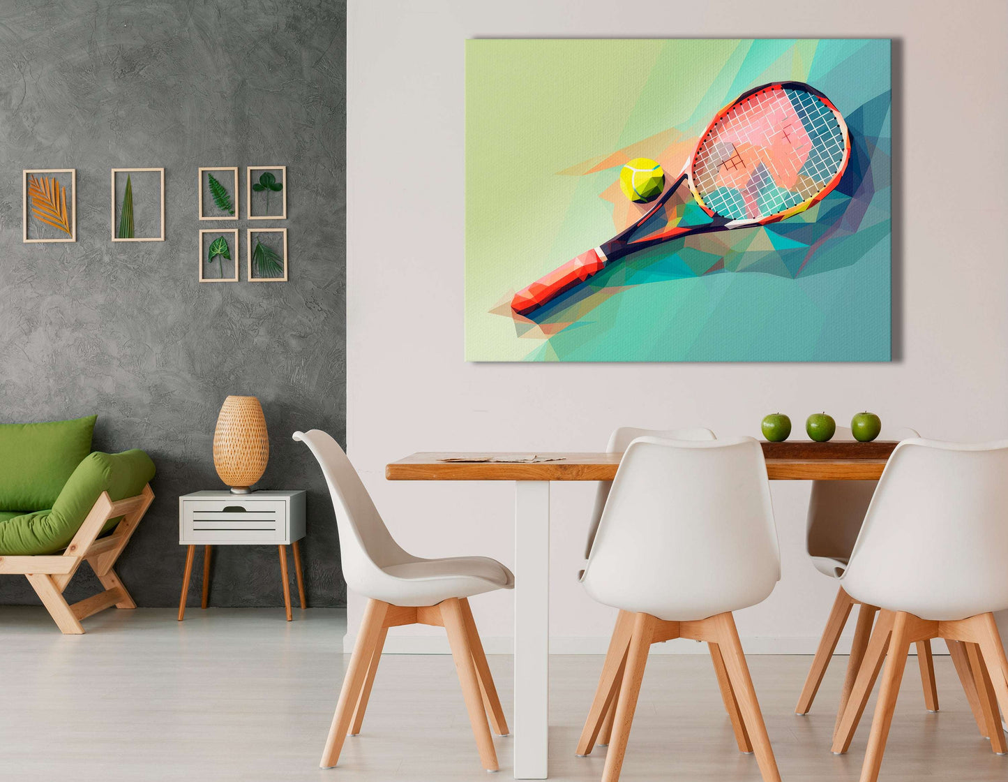 Low Poly Tennis Racket - Canvas Print - Artoholica Ready to Hang Canvas Print