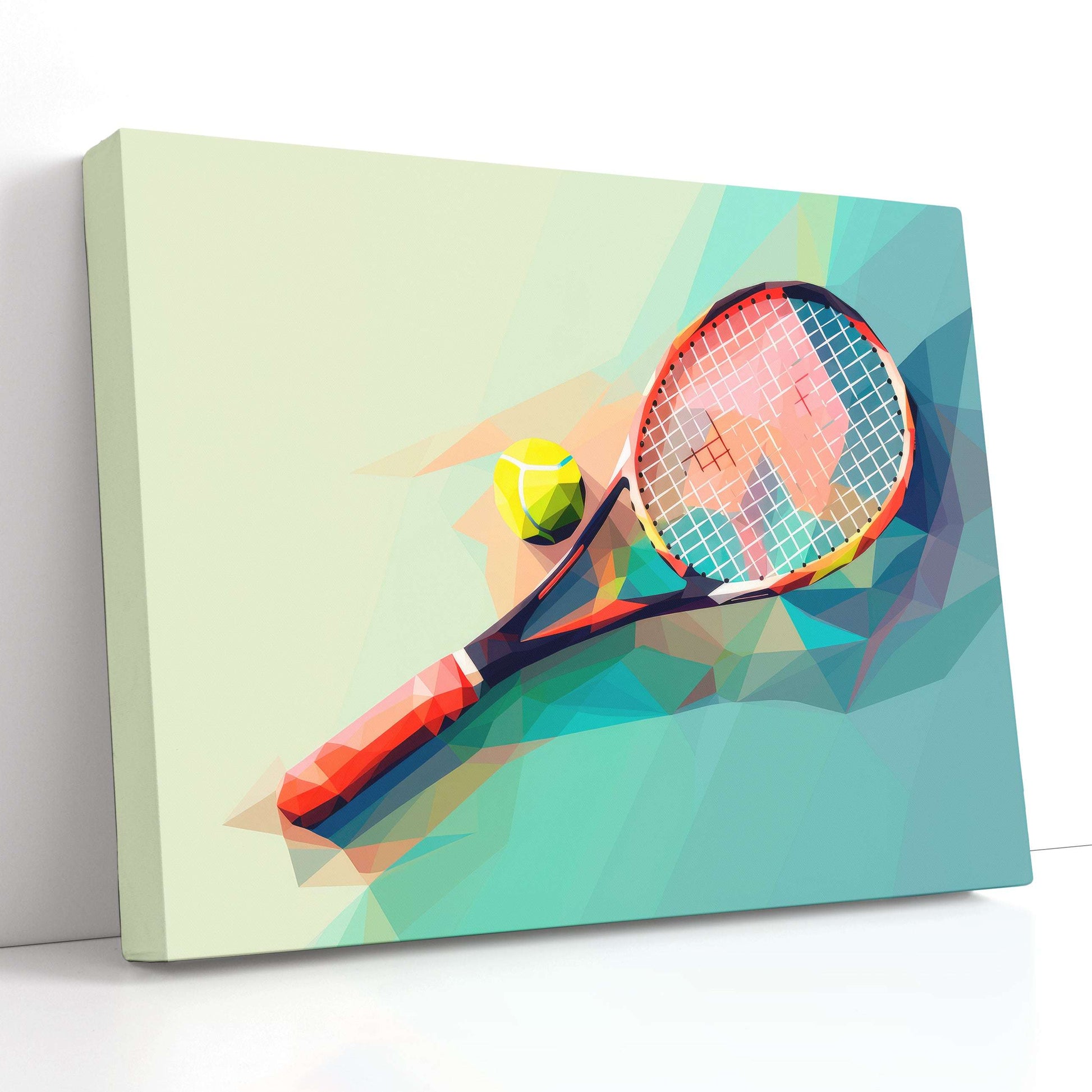 Low Poly Tennis Racket - Canvas Print - Artoholica Ready to Hang Canvas Print