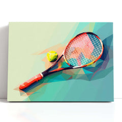 Low Poly Tennis Racket - Canvas Print - Artoholica Ready to Hang Canvas Print