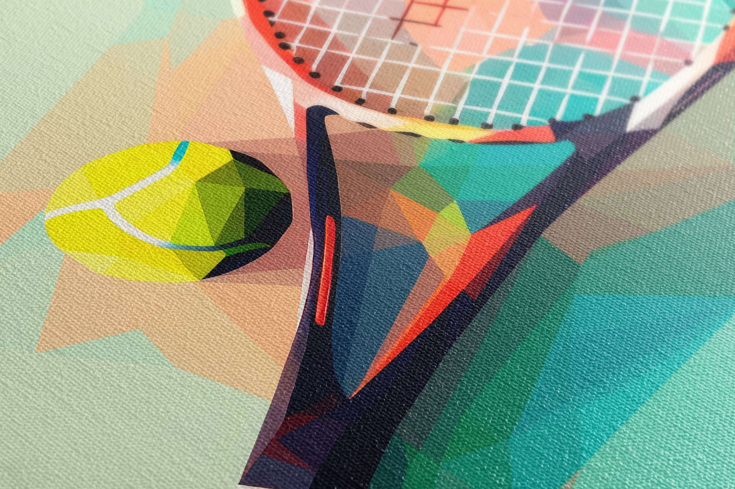 Low Poly Tennis Racket - Canvas Print - Artoholica Ready to Hang Canvas Print