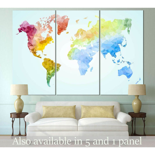 Low Poly World Map №110 Ready to Hang Canvas PrintCanvas art arrives ready to hang, with hanging accessories included and no additional framing required. Every canvas print is hand-crafted, made on-demand at our workshop and expertly stretched around 100%