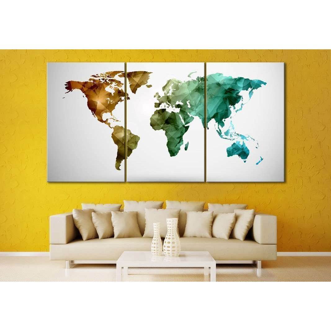 Low Poly World Map №111 Ready to Hang Canvas PrintCanvas art arrives ready to hang, with hanging accessories included and no additional framing required. Every canvas print is hand-crafted, made on-demand at our workshop and expertly stretched around 100%