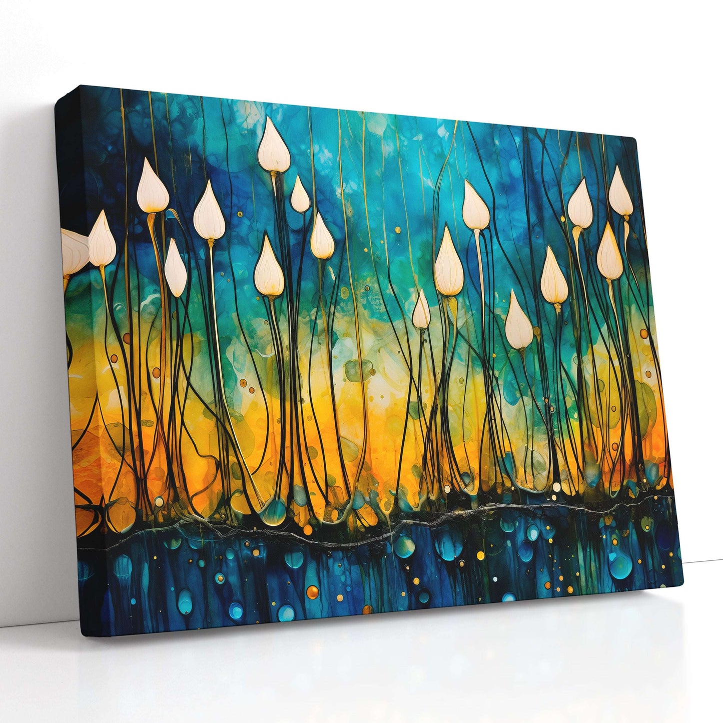 Luminescent Lightscape with Floating Drops - Canvas Print - Artoholica Ready to Hang Canvas Print