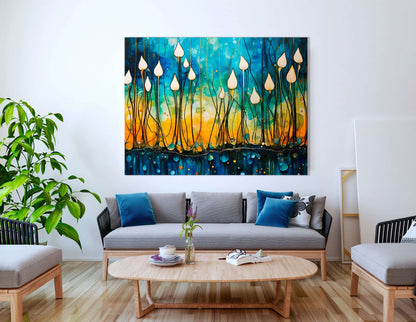 Luminescent Lightscape with Floating Drops - Canvas Print - Artoholica Ready to Hang Canvas Print