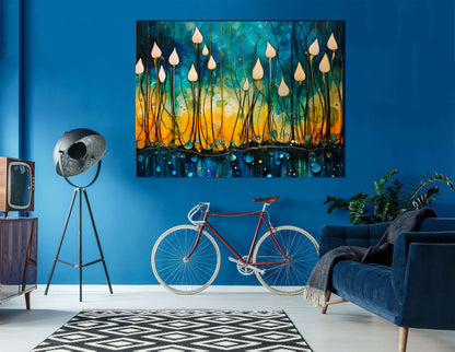 Luminescent Lightscape with Floating Drops - Canvas Print - Artoholica Ready to Hang Canvas Print