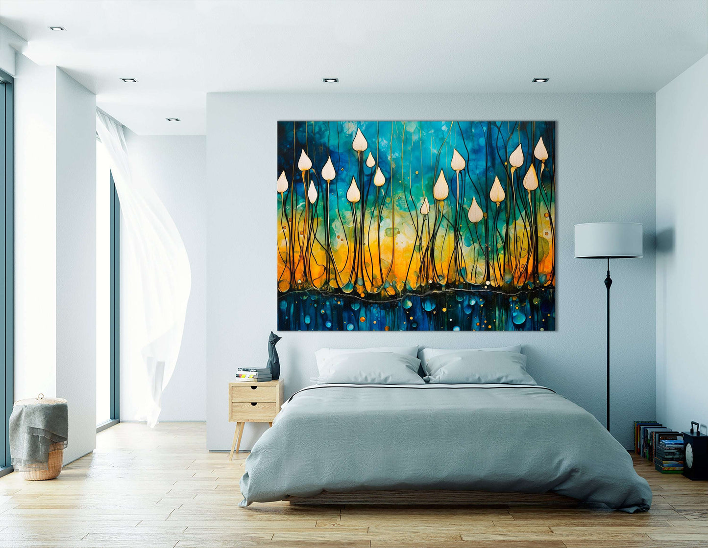 Luminescent Lightscape with Floating Drops - Canvas Print - Artoholica Ready to Hang Canvas Print