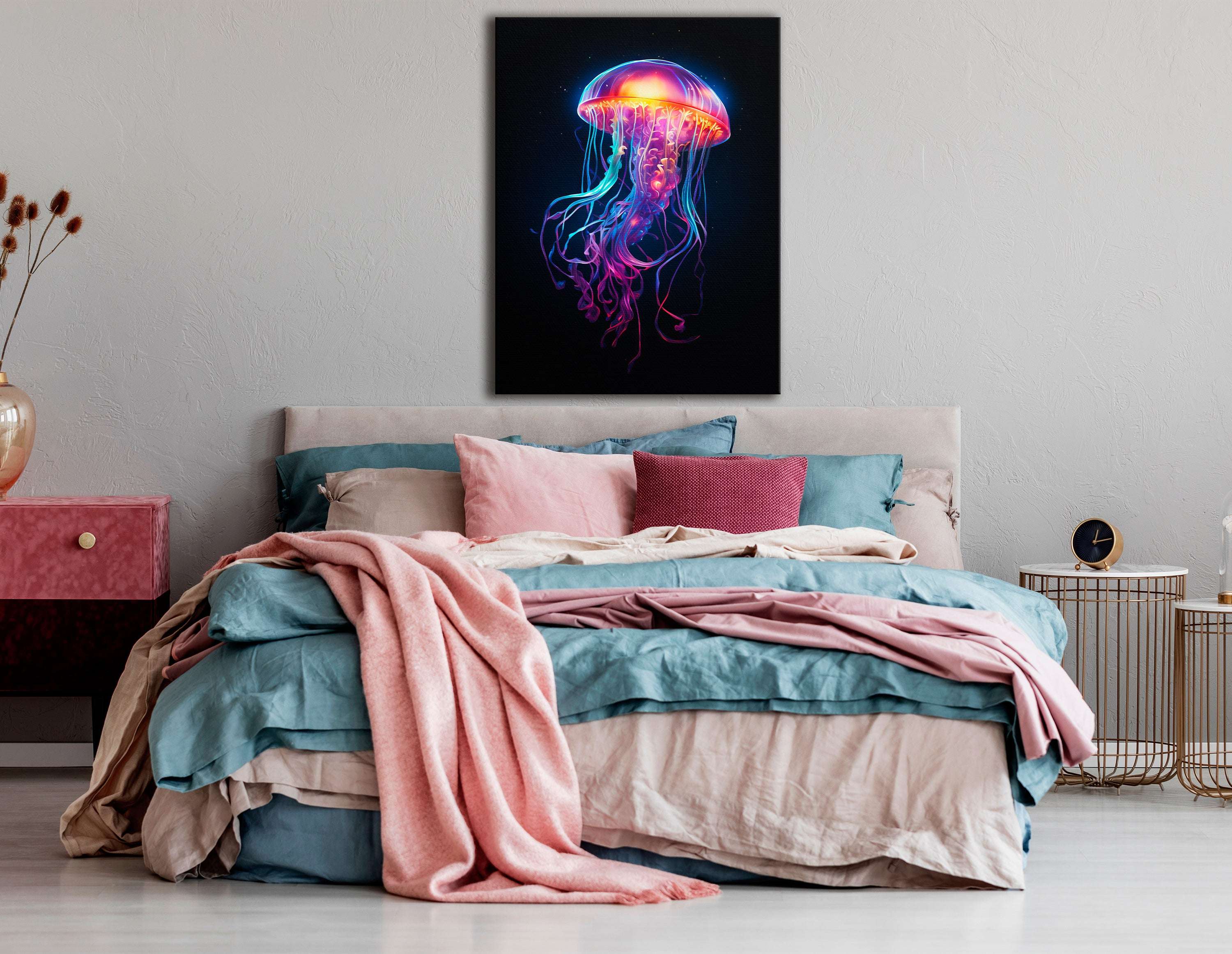 Luminous Dance of Cosmic Medusa - Canvas Print - Artoholica Ready to Hang Canvas Print