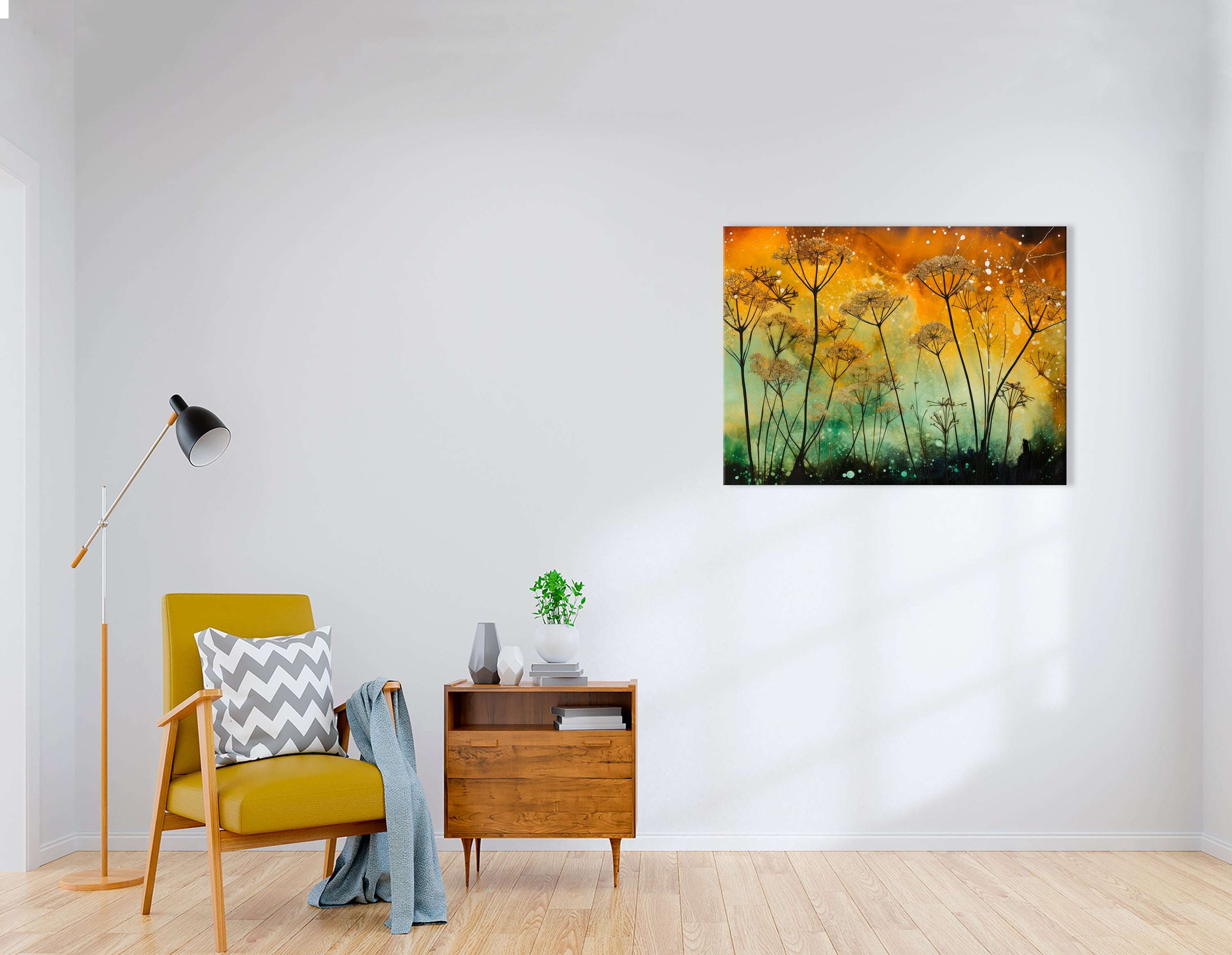 Luminous Landscape with Delicate Flowers - Canvas Print - Artoholica Ready to Hang Canvas Print