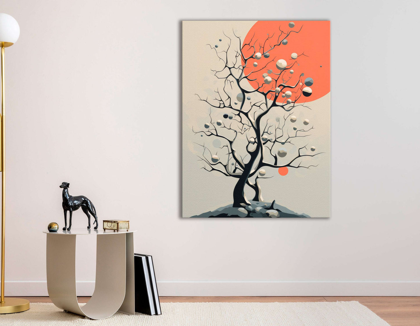 Luminous Orbs and Midnight Trees - Canvas Print - Artoholica Ready to Hang Canvas Print